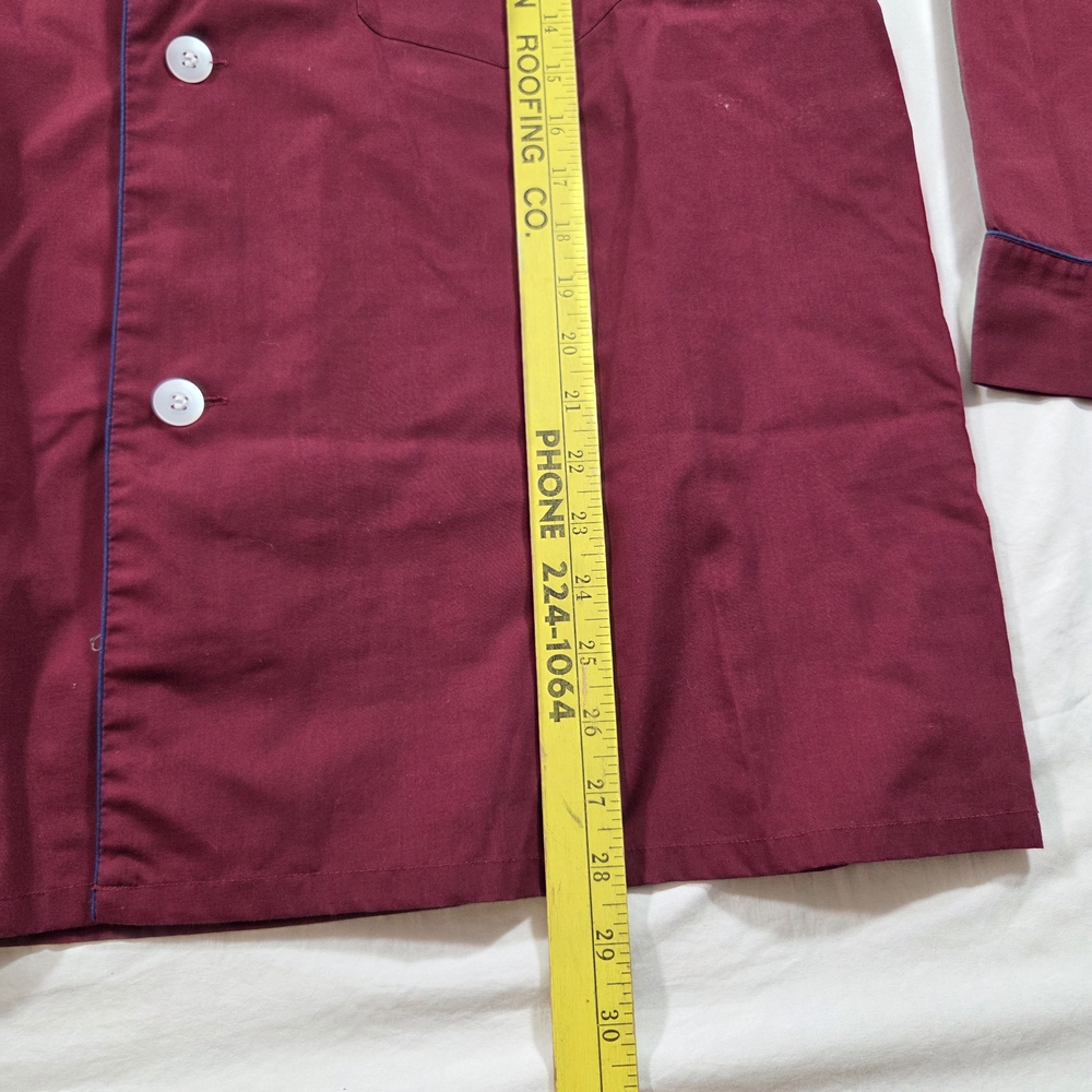 Van Heusen Pjs Pajamas Men's Burgundy Shirt Button Down Long Sleeve Pants Cotton - Picture 5 of 10